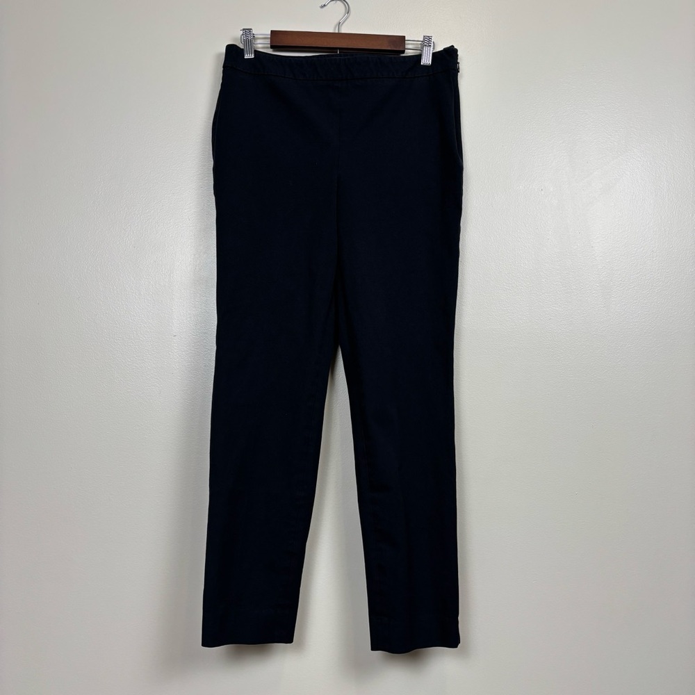 Talbots Pants Womens 8 Black Chatham Slit Ankle Stretch Mid-Rise Zip Side